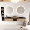 Mondiaz bukla ensemble de meubles de bain 200x45x34cm 0 robinetterie 2 lavabos surface solide urbaine sans poignée 2 tiroirs avec fermeture douce mélamine chêne lavé SW705060