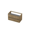 Ink meuble de lavabo 90x52x45cm 2 tiroirs sans poignée alu bandeau réversible décor bois SB1107123 Ink meuble de lavabo 90x52x45cm 2 tiroirs sans poignée alu bandeau réversible décor bois SB1107123
