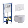 QeramiQ Dely Swirl Pack WC - 36.5x53cm - réservoir encastré Geberit UP100 - abattant mince - plaque de commande blanche - boutons ronds - brillant blanc SW1126084