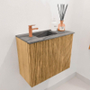 Mondiaz JOYA-DLUX 50cm toiletmeubel - kleur Oak - Wastafel FAYE positie Links 1 kraangat kleur Sombra. SW1424232
