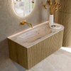 MONDIAZ KURVE-DLUX Meuble de salle de bains 105cm arrondi Droite couleur Dusk avec 1 tiroir et 1 porte. Lavabo BIG SMALL Gauche sans trou de robinet Nata. SW1432367