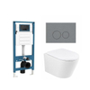 QeramiQ Dely Ensemble de toilette - réservoir encastré Qeramiq Flush - abattant 35mm - plaque de commande en plastique gris clair - boutons ronds - blanc brillant SW1579196