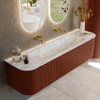 Mondiaz KURVE-DLUX Ensemble de meuble de salle de bains - 170x46x40cm - 1 tiroir - 2 portes - lavabo solid surface - au milieu - sans trou de robinet - Ruby SW1416127