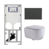 QeramiQ Dely Swirl Toiletset - 36.3x51.7cm - Geberit UP320 inbouwreservoir - met Burda frame - slim zitting - bedieningsplaat mat antraciet - ronde knoppen - wit glans SW1164771