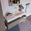Mondiaz ALAN-DLUX Ensemble de meuble - 110cm - meuble Smoke mat - 1 tiroir - Lavabo Cloud Frappe suspendu - vasque Droite - 0 trous de robinet SW805203