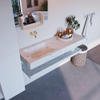 Mondiaz ALAN-DLUX Ensemble de meuble - 130cm - meuble Opalo mat - 0 tiroirs - Lavabo Cloud Opalo suspendu - vasque Gauche - 0 trous de robinet SW809318