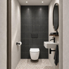 Adema Salina 2.0 Ensemble WC - 48.5x36x32cm - cuvette profonde - sans bride - réservoir encastré QeramiQ - softclose - déclipsable - abattant WC - plaque de commande en matière synthétique anthracite mat - boutons ronds - blanc SW1474579