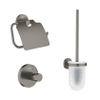 Grohe Start Toiletaccessoire set - toiletborstelhouder - gesloten - toiletrolhouder - met klep - handdoekhaak - brushed hard graphite (antraciet) SW1569630