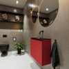 MONDIAZ TURE Toiletmeubel 60x23x50cm met 0 kraangaten 2 deuren fire mat Wastafel Eden midden Solid Surface Zwart SW475383