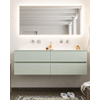ENSEMBLE DE MEUBLE MONDIAZ VICA - 150 cm - 4 tiroirs - lavabo Cloud double - 0 trous de robinet - solid surface grise SW410809