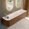 MONDIAZ KURVE-DLUX 175cm Meuble salle de bain avec module 25 G - couleur Walnut - 2 tiroirs - 1 porte - vasque STOR SMALL double / droite - sans trou de robinet - couleur Ostra SW1137873