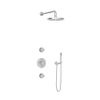 Hotbath Buddy IBS1 Ensemble de douche de tête - 2 robinets d'arrêt - bras mural 35cm - douche de tête ronde 25cm - douchette barre - chromé SW18225