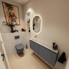 MONDIAZ TURE-DLUX meuble de toilettes 120 cm Dark Grey. EDEN lavabo Opalo position gauche. Sans trou de robinet. SW1104275