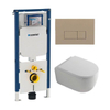 QeramiQ Dely Swirl Toiletset - 36.3x51.7cm - Geberit UP720 Duofix Sigma inbouwreservoir - 35mm zitting - bedieningsplaat taupe - rechthoekige knoppen - glans wit SW1413192