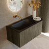 Mondiaz KURVE Ensemble meuble de salle de bains - 95x46x40cm - 1 tiroir - 1 porte - lavabo solid surface - gauche - sans trou de robinet - Shadow SW1414172