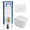 QeramiQ Dely Toiletset - Geberit UP720 inbouwreservoir - witte bedieningsplaat - softclose toilet zitting - 35mm - mat wit SW1427998