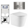 QeramiQ Dely Toiletset - 36.3x51.7cm - diepspoel - rimless - Geberit UP320 inbouwreservoir - met Burda frame - softclose toiletzitting - steel bedieningsplaat - ronde knoppen - mat wit SW804608