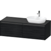 Duravit ketho 2 meuble sous lavabo avec plaque console avec 2 tiroirs pour lavabo à droite 140x55x45.9cm avec poignées chêne anthracite noir mat SW772046