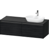 Duravit Ketho.2 Wastafelonderbouwkast - inclusief consoleplaat - met 2 laden - voor waskom rechts - 140x55x45.9cm - met handgrepen antraciet - eiken zwart mat SW772046