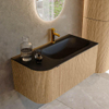 MONDIAZ KURVE Meuble de salle de bains 95cm avec module 25 L couleur chêne avec 1 tiroir et 1 porte. Lavabo BIG SMALL droit 1 trou de robinet Urban. SW1138365