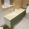 Mondiaz VICA-DLUX Ensemble de meuble de salle de bain - 150cm - meuble sous-vasque armée - 2 tiroirs - lavabo encastré nuage gauche - 1 trou de robinet - version haute de 60cm - ostra SW1087013