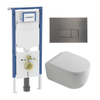 QeramiQ Dely Swirl Ensemble WC - 36.3x51.7cm - Geberit UP720 Duofix Sigma réservoir encastré - abattant 35mm - plaque de commande gunmetal - boutons rectangulaires - blanc brillant SW1413877