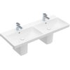 Villeroy & boch Avento dubbele meubelwastafel 120x47cm 2 kraangaten met overloop wit SW209499 Villeroy & boch Avento dubbele meubelwastafel 120x47cm 2 kraangaten met overloop wit SW209499