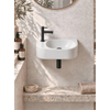QeramiQ Fuente pack lave-mains – 40 x 21,5 x 12 cm – céramique blanc brillant – perçage à gauche – robinet noir mat SW1232790