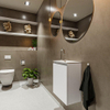 MONDIAZ TURE Kit lave-mains - 40x23x50cm - 1 trou de robinet - 1 porte - talc mat - Lavabo à droite - Solid Surface Blanc SW474862