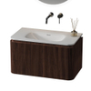 Royal Plaza Terra Edge Badkamermeubelset - 80x44.7x46cm - solid surface wastafel wit mat - 1 wasbak - zonder kraangaten - 2 lades - kastanje (walnoot) SW1471911