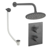 Crosswater MPRO Regendoucheset inbouw - 2 hendels - badafvoer - 20cm douchekop - wandarm - slate gunmetal (antraciet) SW1472569