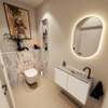 MONDIAZ TURE-DLUX Meuble toilette - 80cm - Talc - EDEN - vasque Glace - position droite - 1 trou de robinet SW1103097
