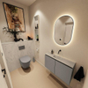 MONDIAZ TURE-DLUX Meuble toilette - 80cm - Smoke - EDEN - vasque Opalo - position centrale - sans trou de robinet SW1104582