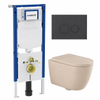 QeramiQ Dely Swirl Toiletset - 36.3x51.7cm - Geberit UP720 Duofix Sigma inbouwreservoir - 35mm zitting - bedieningsplaat mat antraciet - ronde knoppen - mat beige SW1413162