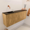 Mondiaz JOYA 111.6cm toiletmeubel - ronding rechts kleur Oak - Wastafel FAYE positie Links Zonder kraangat kleur Urban. SW1421221