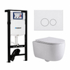 QeramiQ Dely Swirl Toiletset - 36.3x51.7cm - diepspoel - rimless - Geberit UP320 plieger inbouwreservoir - slim zitting - mat witte metalen bedieningsplaat - ronde knoppen - mat wit SW1413315