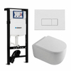 QeramiQ Dely Swirl Toiletset - 36.3x51.7cm - diepspoel - rimless - Geberit UP320 plieger inbouwreservoir - 35mm zitting - mat witte metalen bedieningsplaat - rechtehoekige knoppen - mat wit SW1413312