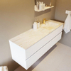 Mondiaz VICA-DLUX ensemble de meuble de salle de bain - 150cm - meuble sous-vasque talc - 4 tiroirs - lavabo encastré cloud droite - 1 trou de robinet - version haute de 60cm - ostra SW1087199