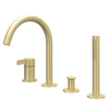 IVY Pact Combinaison pour bord de baignoire - 4 voies - mitigeur - bec orientable - douchette extractible - or brossé mat PVD SW1031163