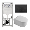 QeramiQ Dely Swirl Toiletset - 36.3x51.7cm - Geberit UP320 inbouwreservoir - met Burda frame - 35mm zitting - mat zwarte bedieningsplaat - ronde knoppen - mat wit SW1138633
