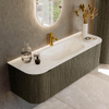 Mondiaz KURVE-DLUX Ensemble de meubles de salle de bains - 140x46x40cm - 1 tiroir - 2 portes - lavabo solid surface - centre - 1 trou de robinet - Shadow SW1414462