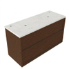 Saniclass Holz Frame Badkamermeubelset - 120x45x63cm - Dia marmeren wastafelblad gepolijst (wit) - 2 kraangaten - 2 lades - mat walnut pure (hout) SW1579968