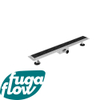 FugaFlow Eccelente Vetro Caniveau de douche 200cm avec grille et bride de sol Noir mat SW1123939