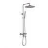 Fortifura Calvi Regendoucheset - thermostatisch - 30cm hoofddouche - gladde slang - staaf handdouche - draaibare baduitloop - Geborsteld Gunmetal PVD SW1592483
