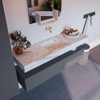 Mondiaz ALAN-DLUX Ensemble de meuble - 150cm - meuble Plata mat - 1 tiroir - Lavabo Cloud Frappe suspendu - vasque Centre - 0 trous de robinet SW805115