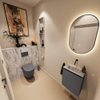 MONDIAZ TURE-DLUX Meuble toilette - 40cm - Dark Grey - EDEN - vasque Glace - position centrale - sans trou de robinet SW1103200