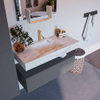 Mondiaz ALAN-DLUX Ensemble de meuble - 100cm - meuble Plata mat - 1 tiroir - Lavabo Cloud Frappe suspendu - vasque Centre - 1 trou de robinet SW805467