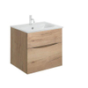 Crosswater Glide II Badmeubelset - 50x45x52cm - 2 lades - greeploos - wastafel wit - kraangat -windsor - windsor oak (hout) SW877004