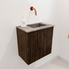 Mondiaz JOYA-DLUX 40cm toiletmeubel - kleur Walnut - Wastafel FAYE positie Rechts Zonder kraangat kleur Oza. SW1424549