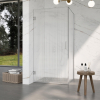 Fortifura Galeria Cabine de douche - 90x100x200cm - scharnières - barre de renfort - poignée plat - verre nervuré - Inox brossé PVD SW1222352